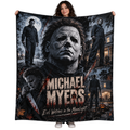 Michael Myers Mask Portrait And Orange Shadows Fleece Blanket For Halloween Slasher Movie Nights NDN 1