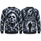 Michael Myers White Mask The Shape Never Dies Black Sweater for Shape Night Fans NDN 1