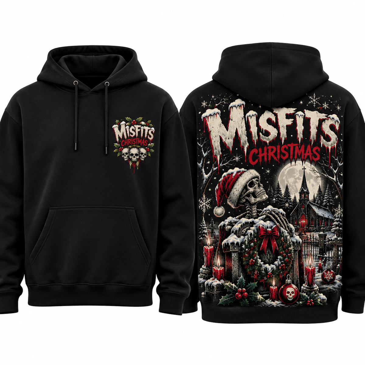 Misfits Christmas Skull Hoodie NTH1 for Punk Fans Who Love Spooky Holiday Nights 1