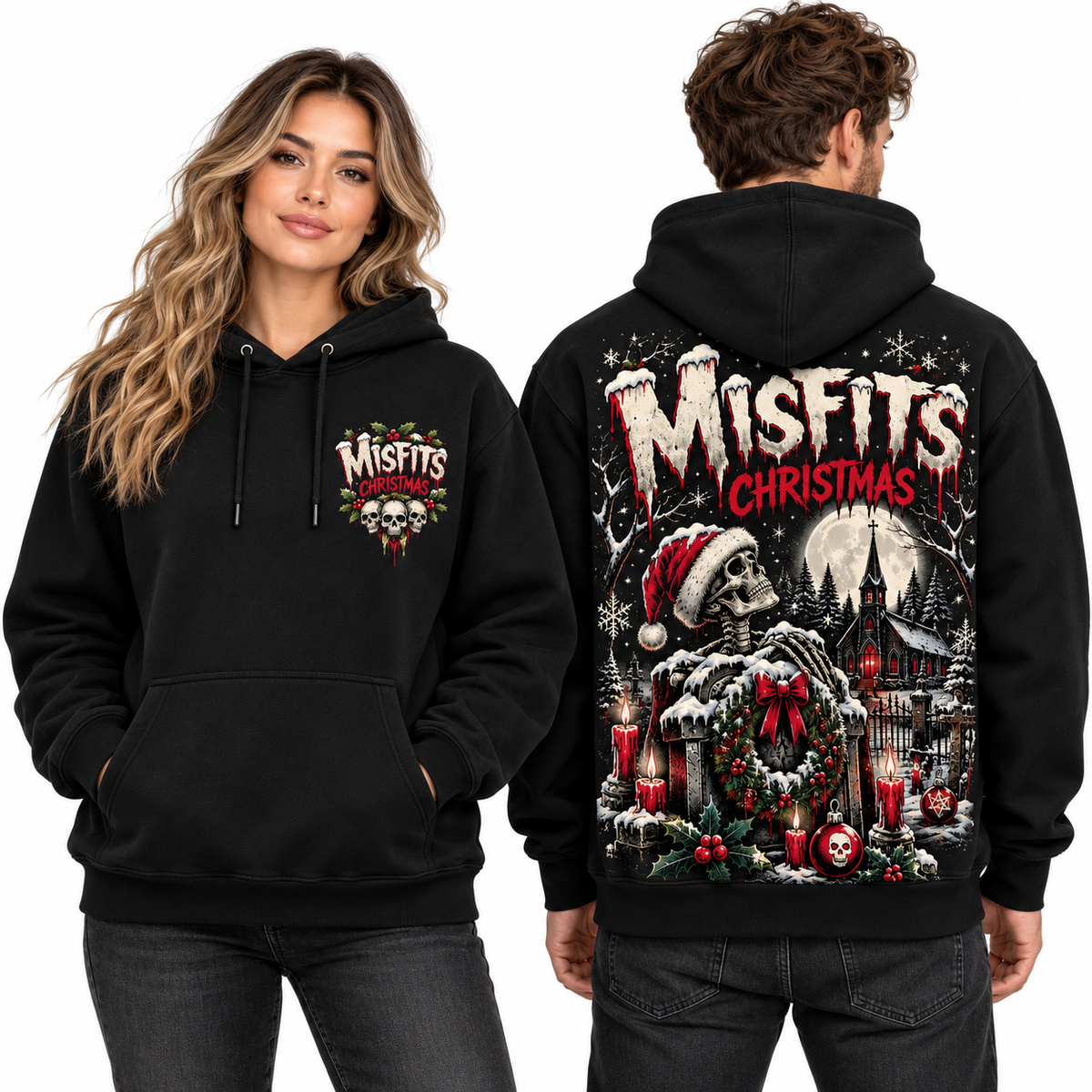 Misfits Christmas Skull Hoodie NTH1 for Punk Fans Who Love Spooky Holiday Nights 2