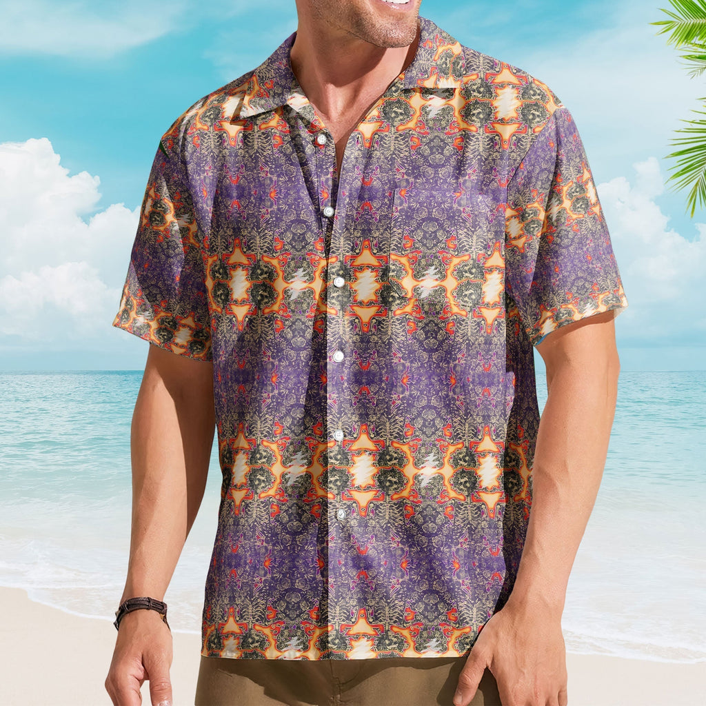 Grateful Dead Inspried Unisex Hawaiian Shirt Skull & Roses Bolt All-Over Print Button-Up