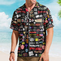 Rock Band Logos Hawaiian Shirt - Unisex 80s Synth Pop Alternative Rock Collage Button Up