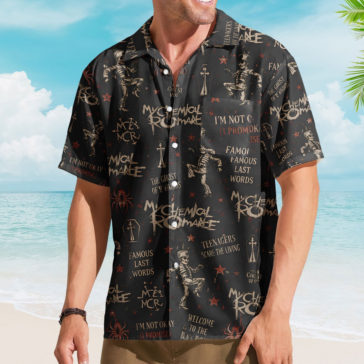 My Chemical Romance Hawaiian Shirt - Unisex Black Parade Soldier Summer Button Up
