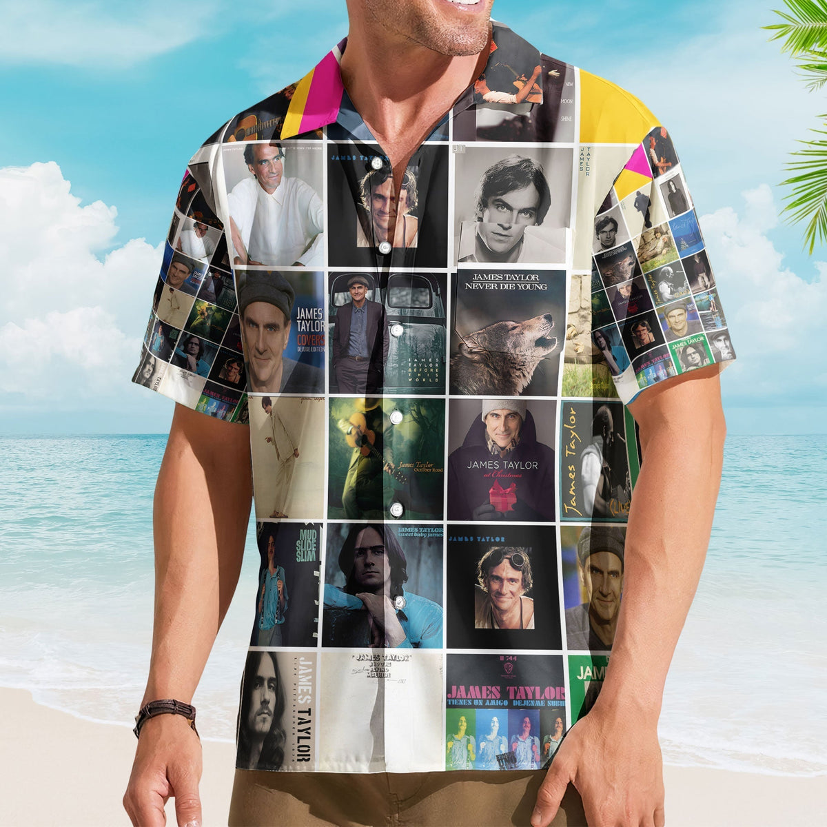 James Taylor Album Collage Hawaiian Shirt Classic Folk Music Fan Shirt