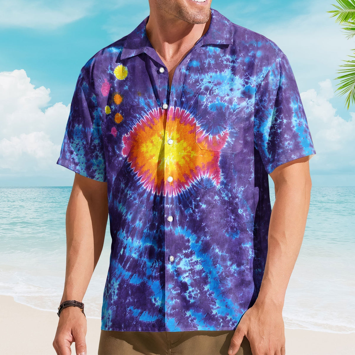Phish Band Fish Logo Tie Dye Hawaiian Shirt Retro Music Inspired Aloha Shirt