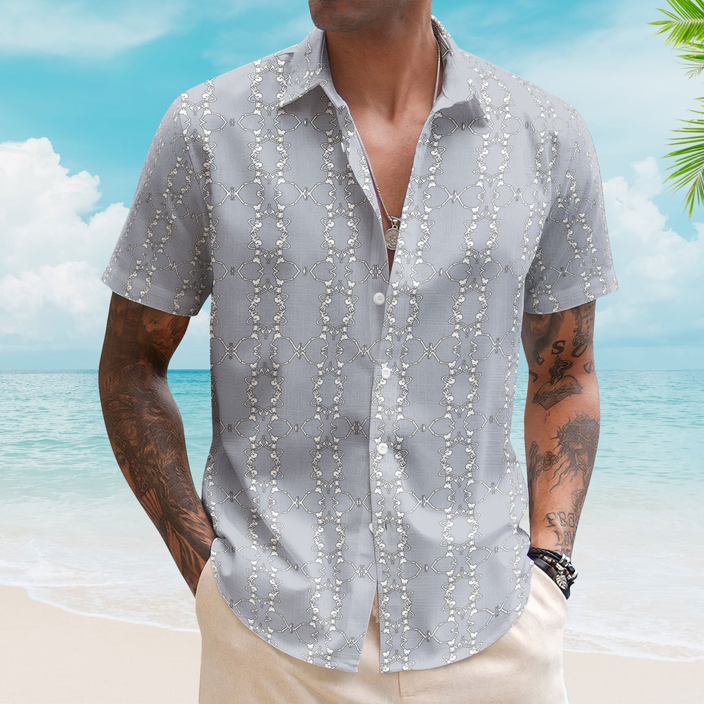 Grateful Dead Dancing Skeleton Pastel Grey Hawaiian Shirt Retro Music Album Art Inspired Shirt