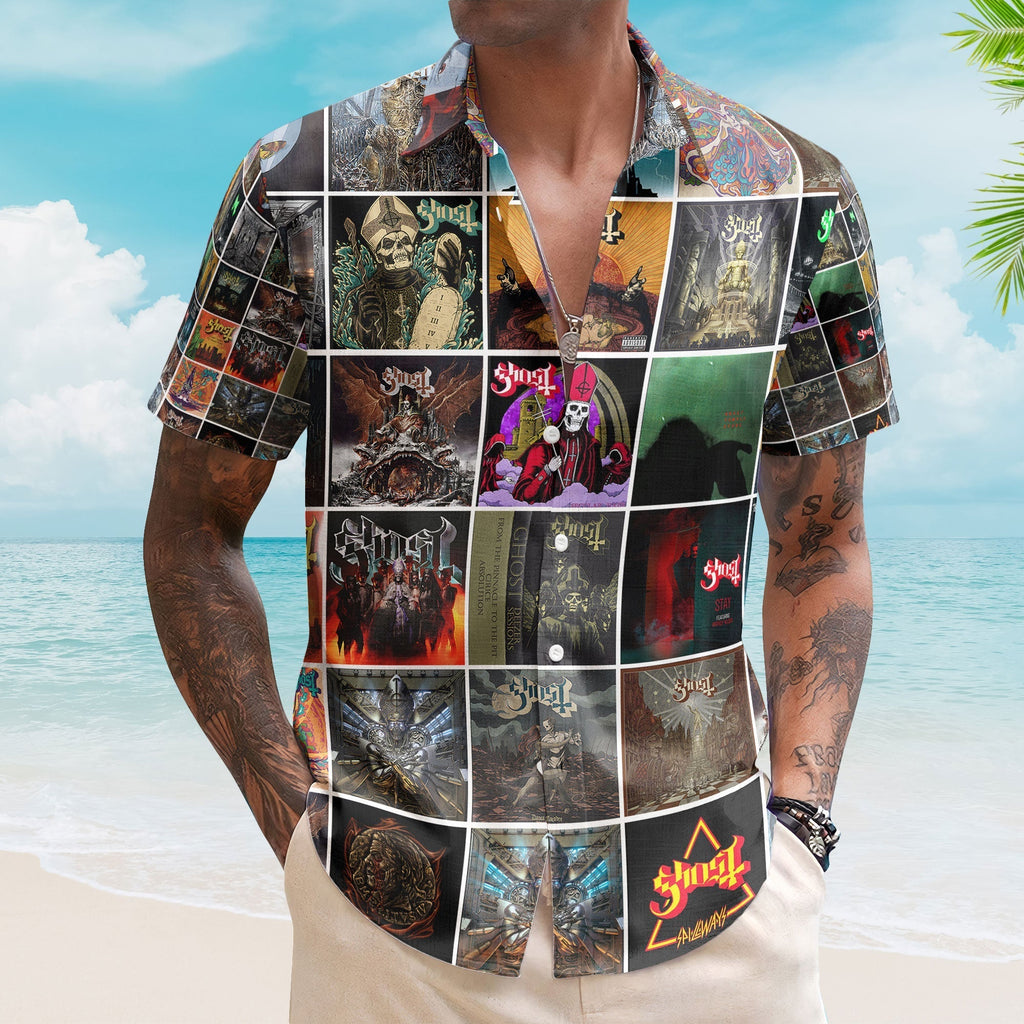 Ghost Band Album Collage Hawaiian Shirt Gothic Rock Fan Shirt
