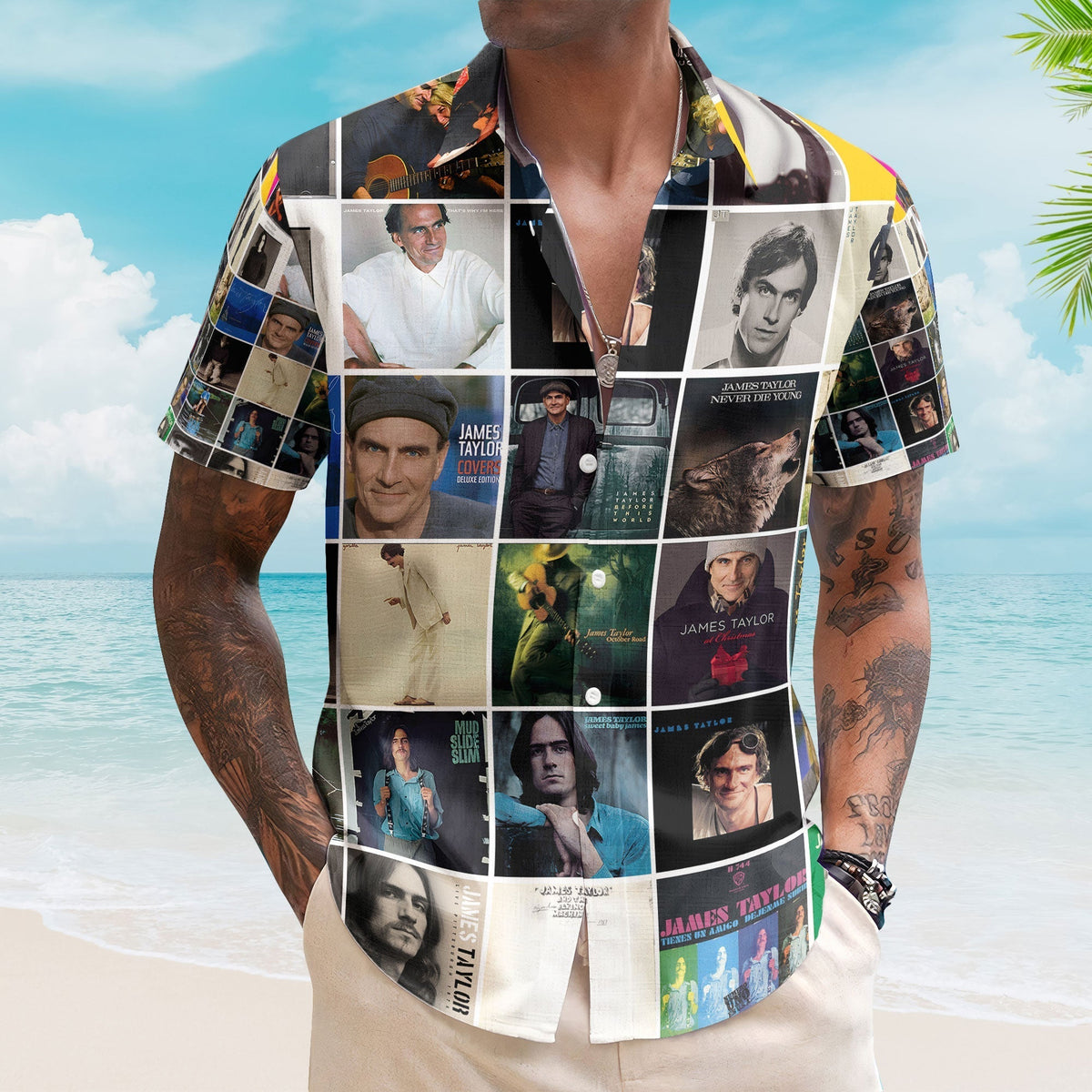 James Taylor Album Collage Hawaiian Shirt Classic Folk Music Fan Shirt