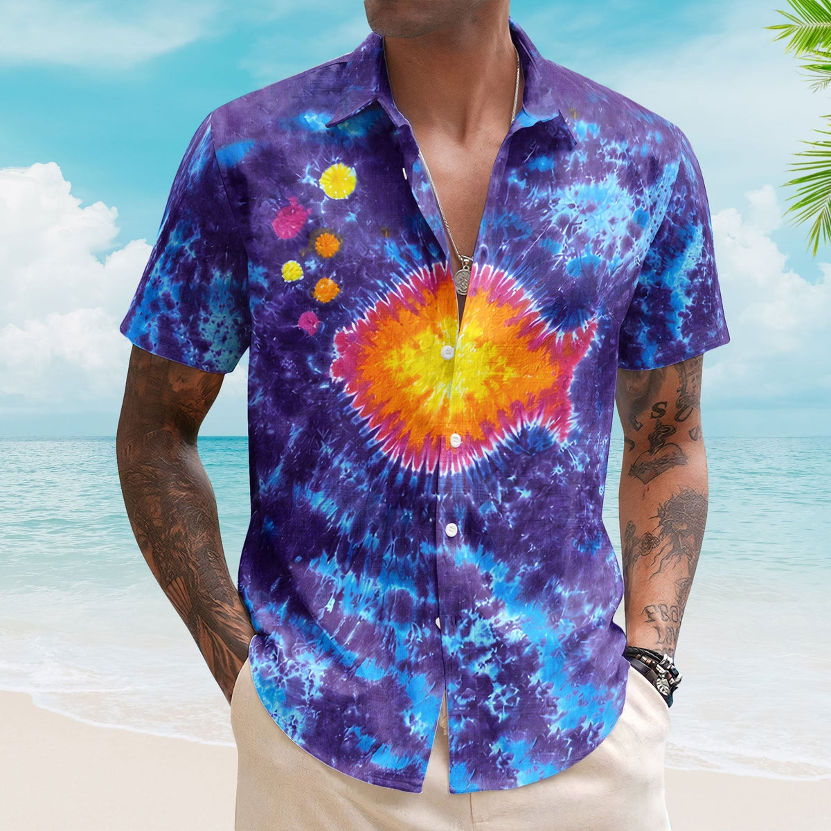 Phish Band Fish Logo Tie Dye Hawaiian Shirt Retro Music Inspired Aloha Shirt