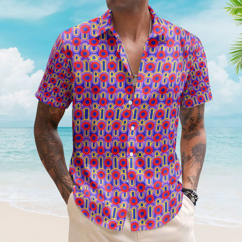 Phish Vegas Donuts Unisex Hawaiian Shirt Retro Geometric Hawaiian Button-Up Shirt