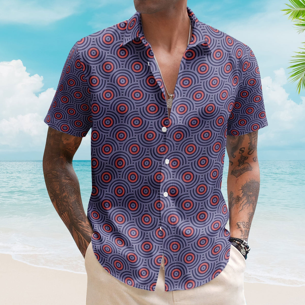 Phish Summer Donuts Unisex Hawaiian Shirt Retro Geometric Hawaiian Button-Up Shirt