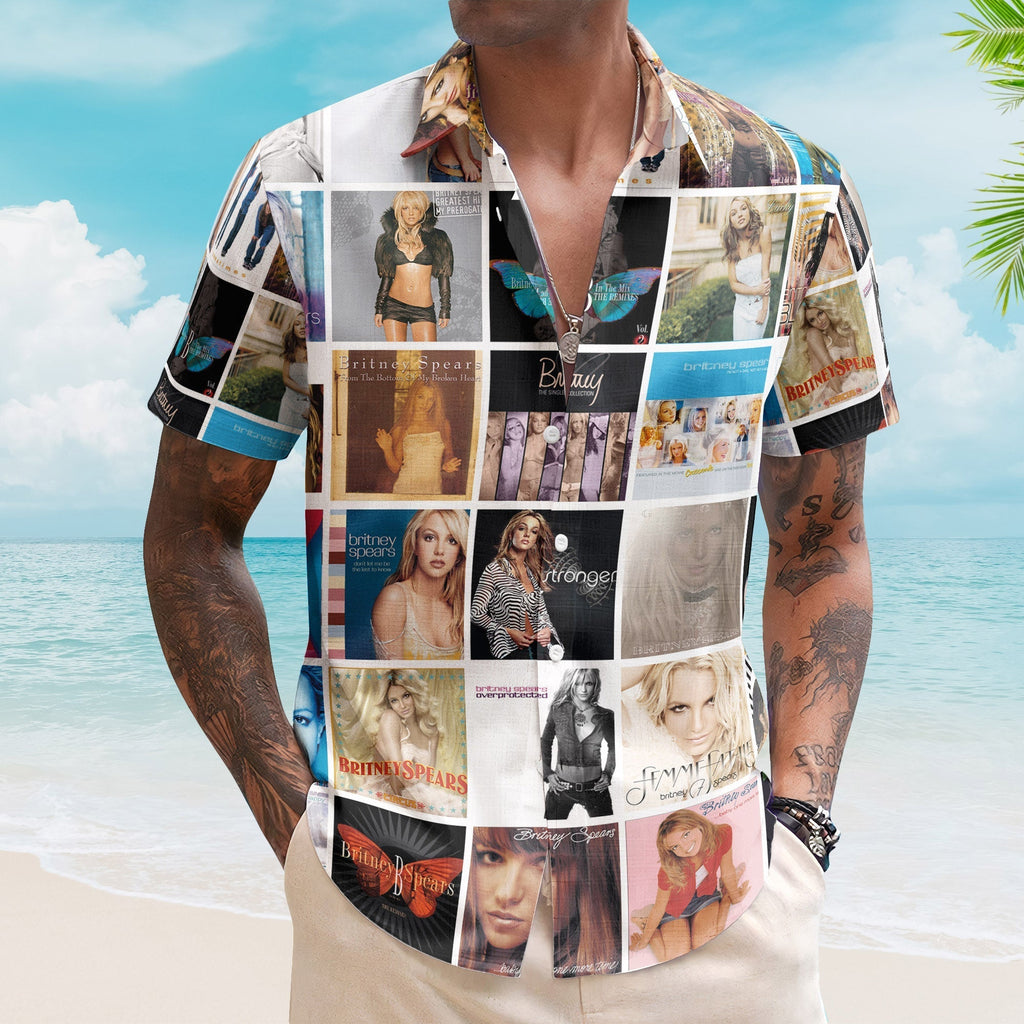 Britney Spears Album Collage Hawaiian Shirt Pop Star Fan Shirt