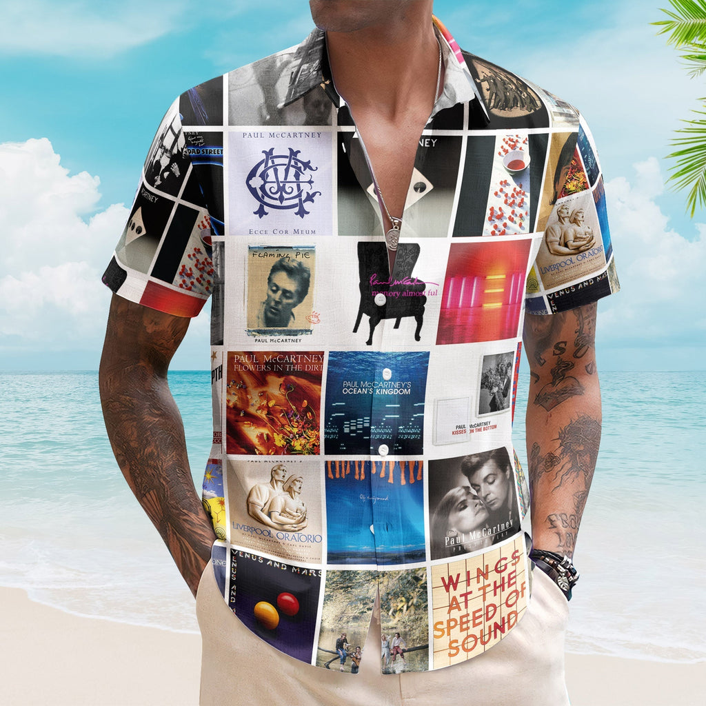 Paul McCartney Album Collage Hawaiian Shirt Pop Rock Music Band Fan Shirt