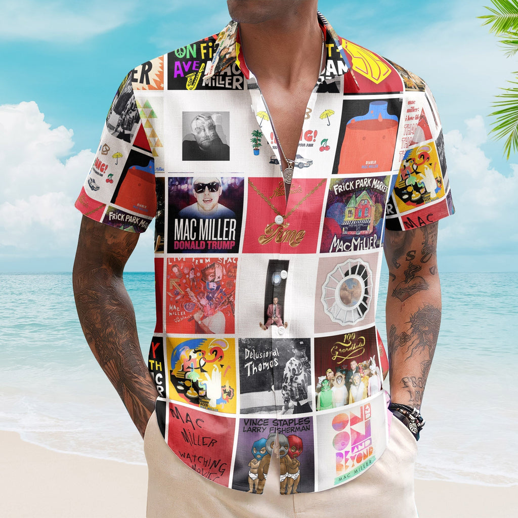 Mac Miller Hawaiian Shirt Iconic Album Collage Hip-Hop Style