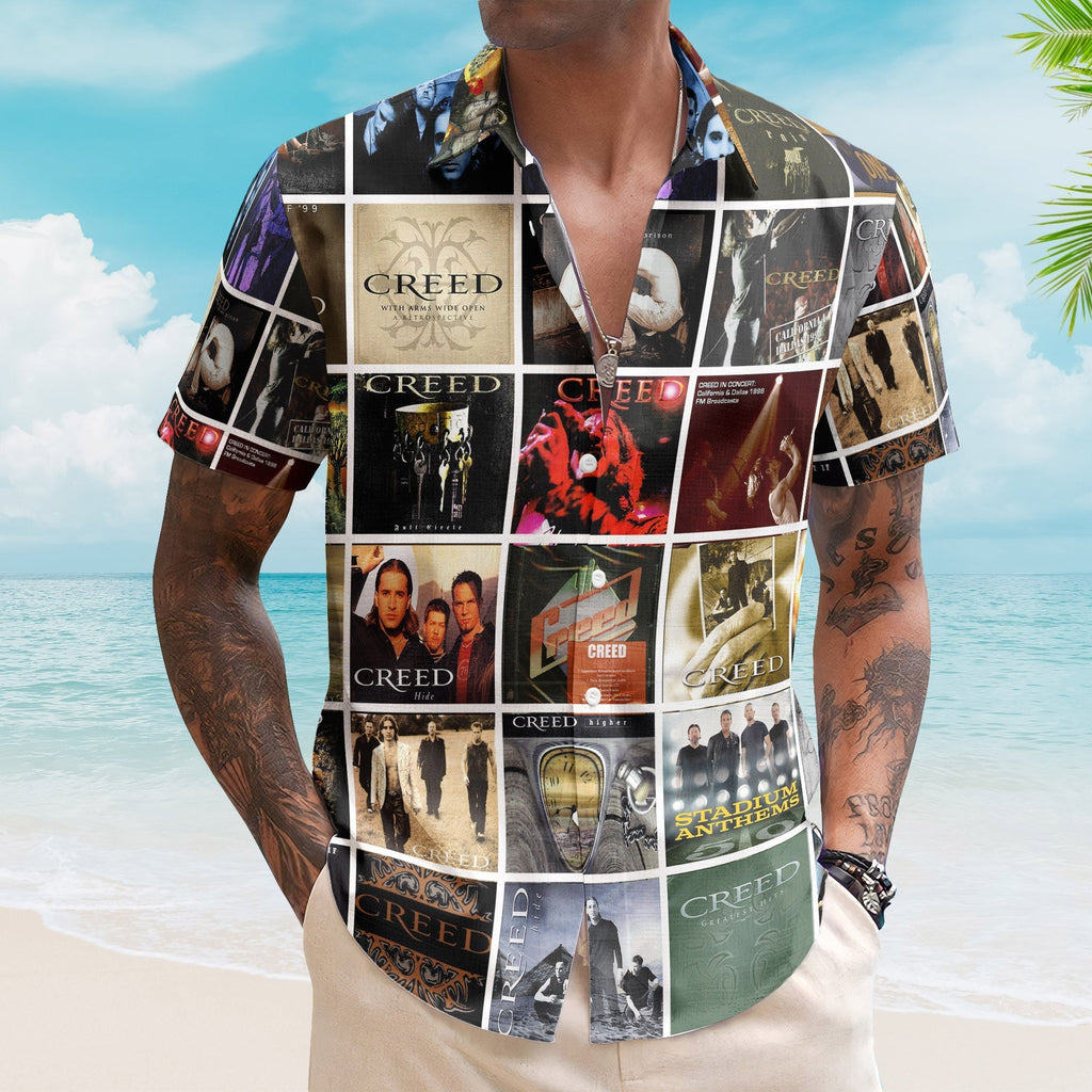Creed Album Collage Hawaiian Shirt Rock Music Band Fan Shirt