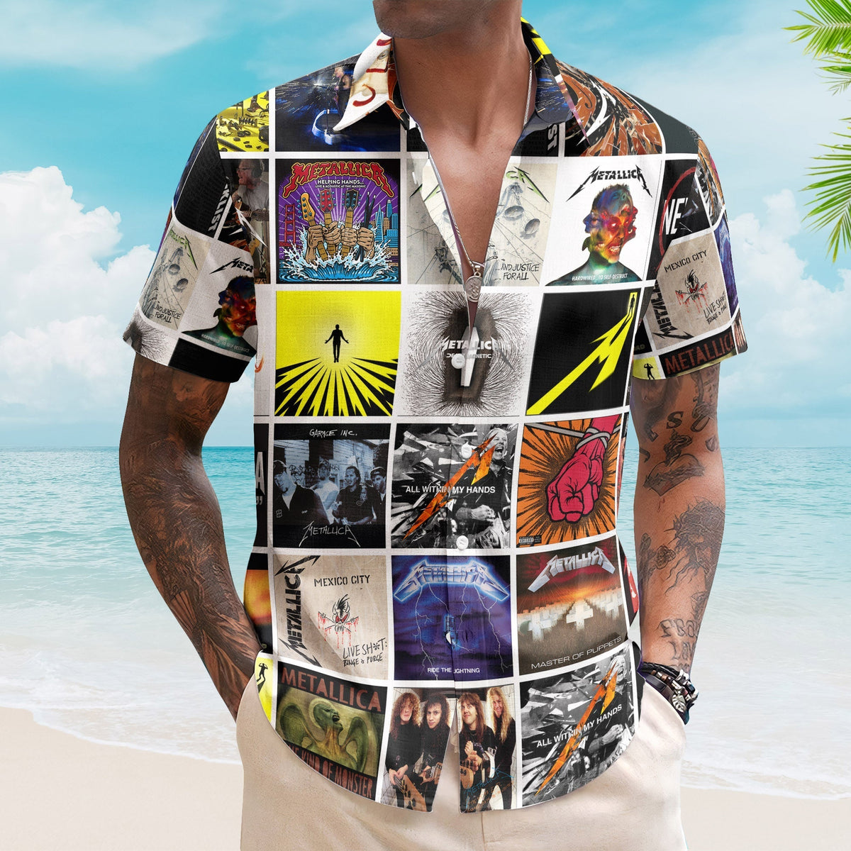 Metallica Album Collage Hawaiian Shirt Heavy Metal Music Band Fan Shirt