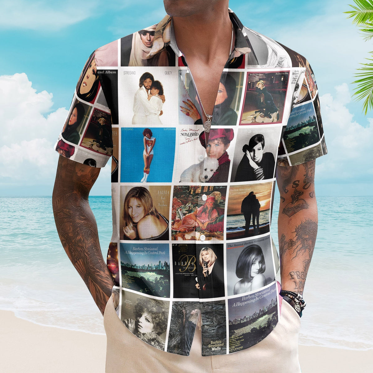 Barbra Streisand Album Collage Hawaiian Shirt Pop Music Fan Shirt