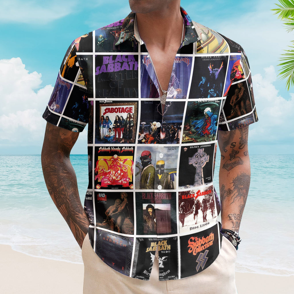 Black Sabbath Album Collage Hawaiian Shirt Rock Band Fan Shirt