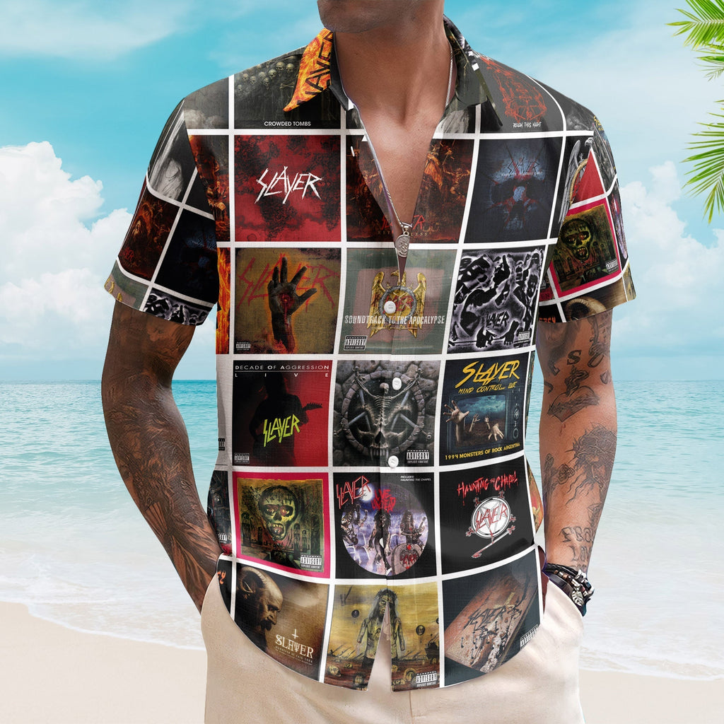 Slayer Album Collage Hawaiian Shirt Metal Music Band Fan Shirt