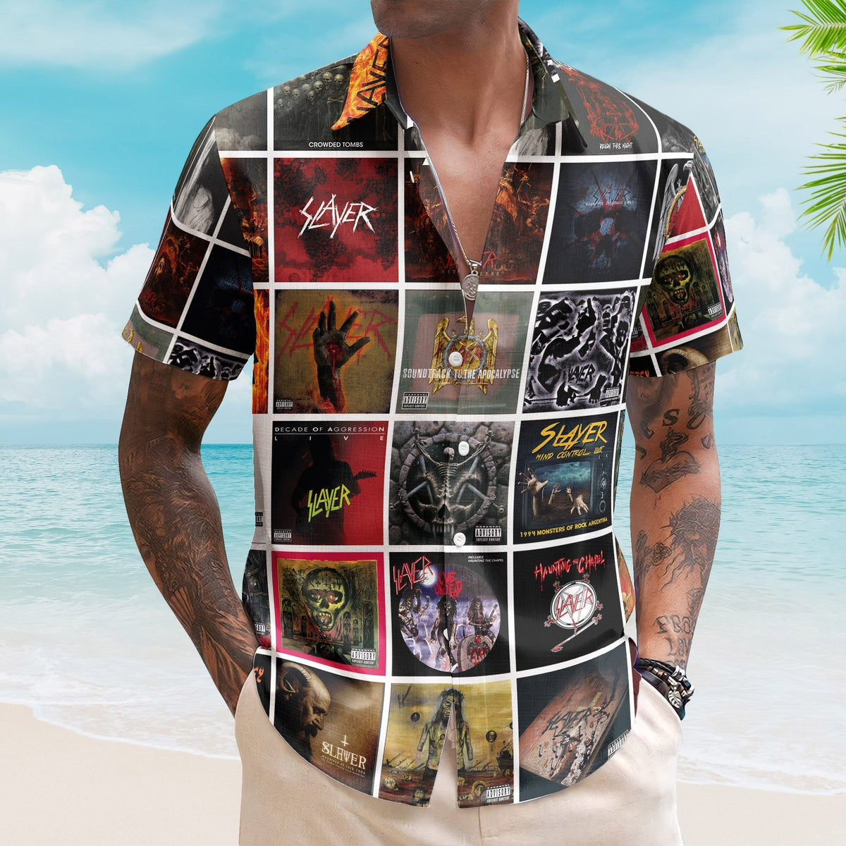Slayer Album Collage Hawaiian Shirt Metal Music Band Fan Shirt