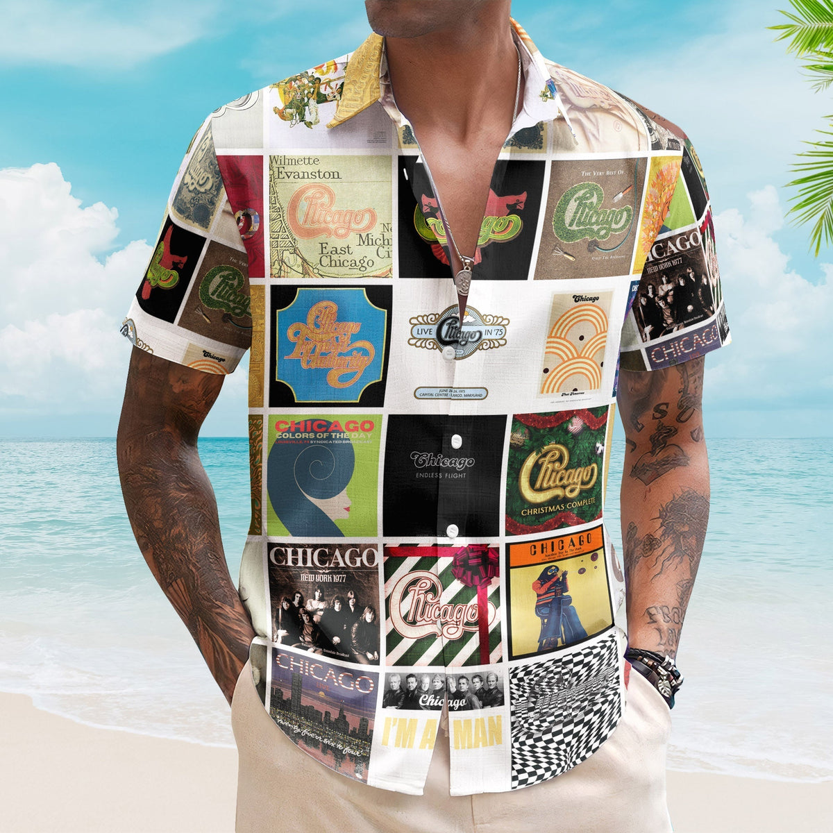 Chicago Album Collage Hawaiian Shirt Rock Music Band Fan Shirt
