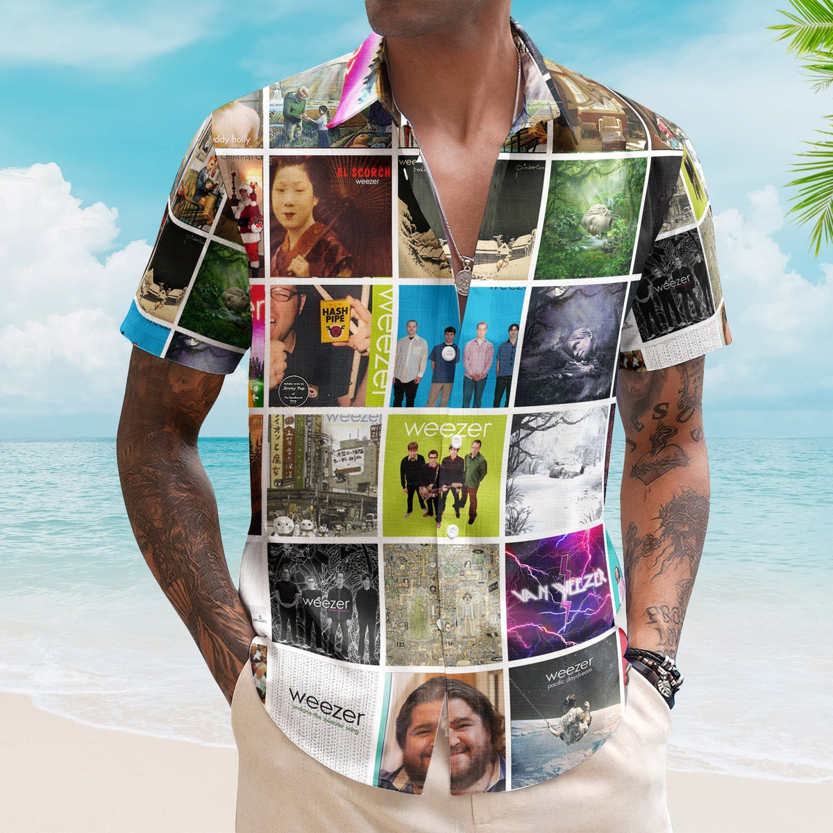 Weezer Album Collage Hawaiian Shirt Rock Music Band Fan Shirt