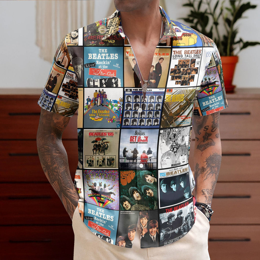 The Beatles Nostalgia Collage Hawaiian Shirt Vintage Album Memories Gift