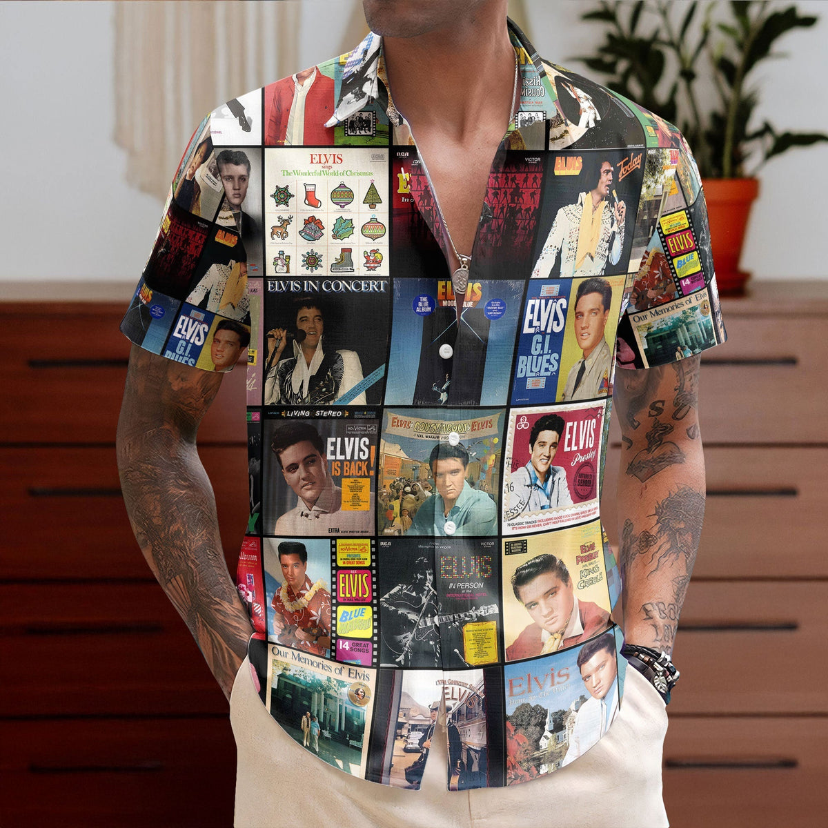 Elvis Presley Nostalgia Collage Hawaiian Shirt Classic Rock & Roll Memories Gift