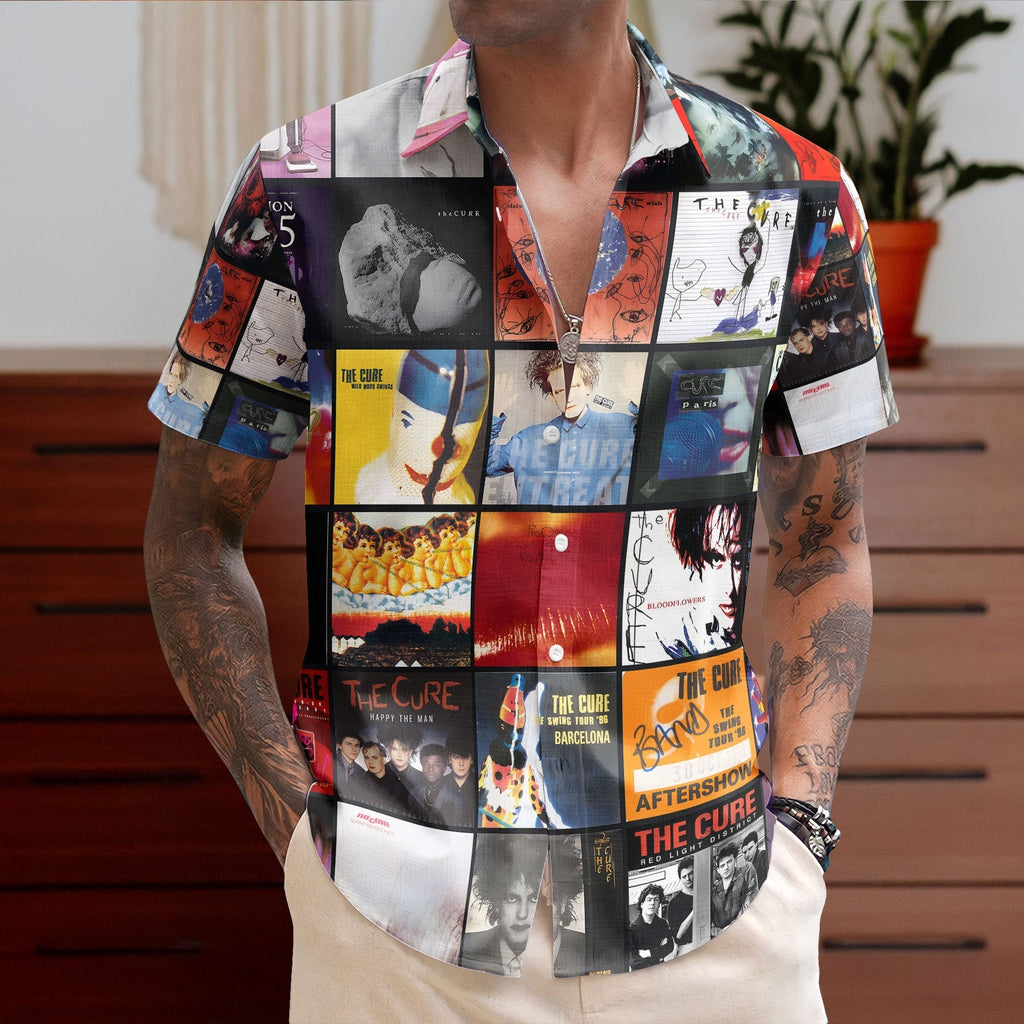 The Cure Hawaiian Shirt Album Cover Collage Alternative Rock Summer Button Up