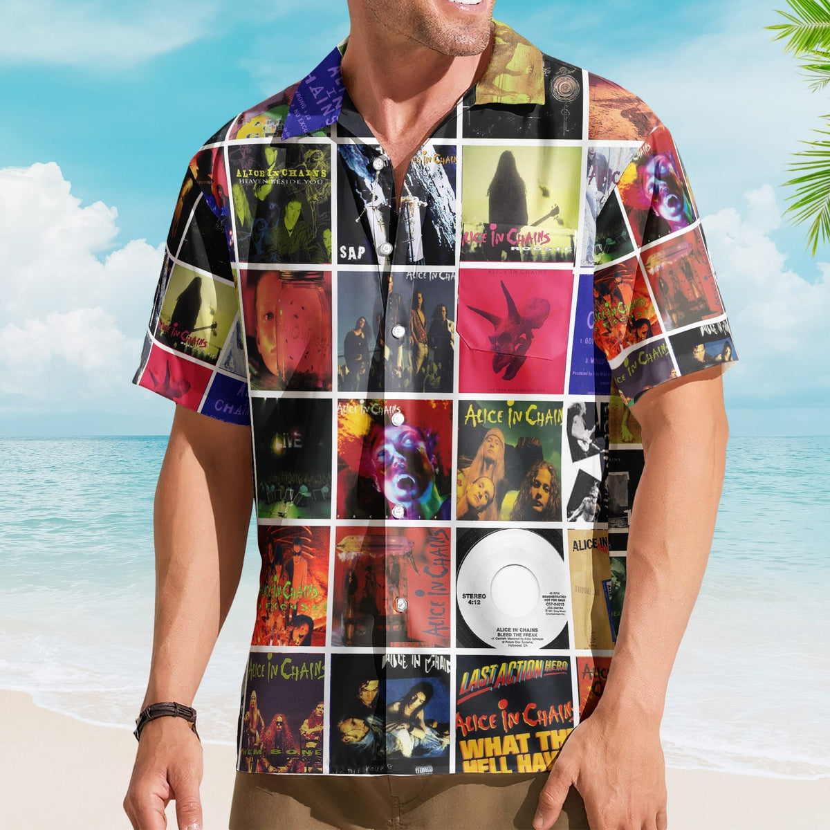 Alice in Chains Album Collage Hawaiian Shirt Rock Music Fan Shirt
