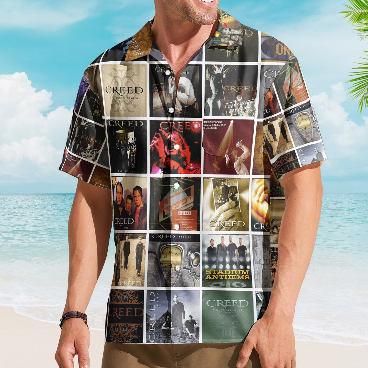 Creed Album Collage Hawaiian Shirt Rock Music Band Fan Shirt