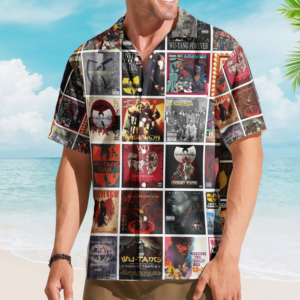 Wu-Tang Clan Hawaiian Shirt Album Cover Collage Hip-Hop Summer Button Up