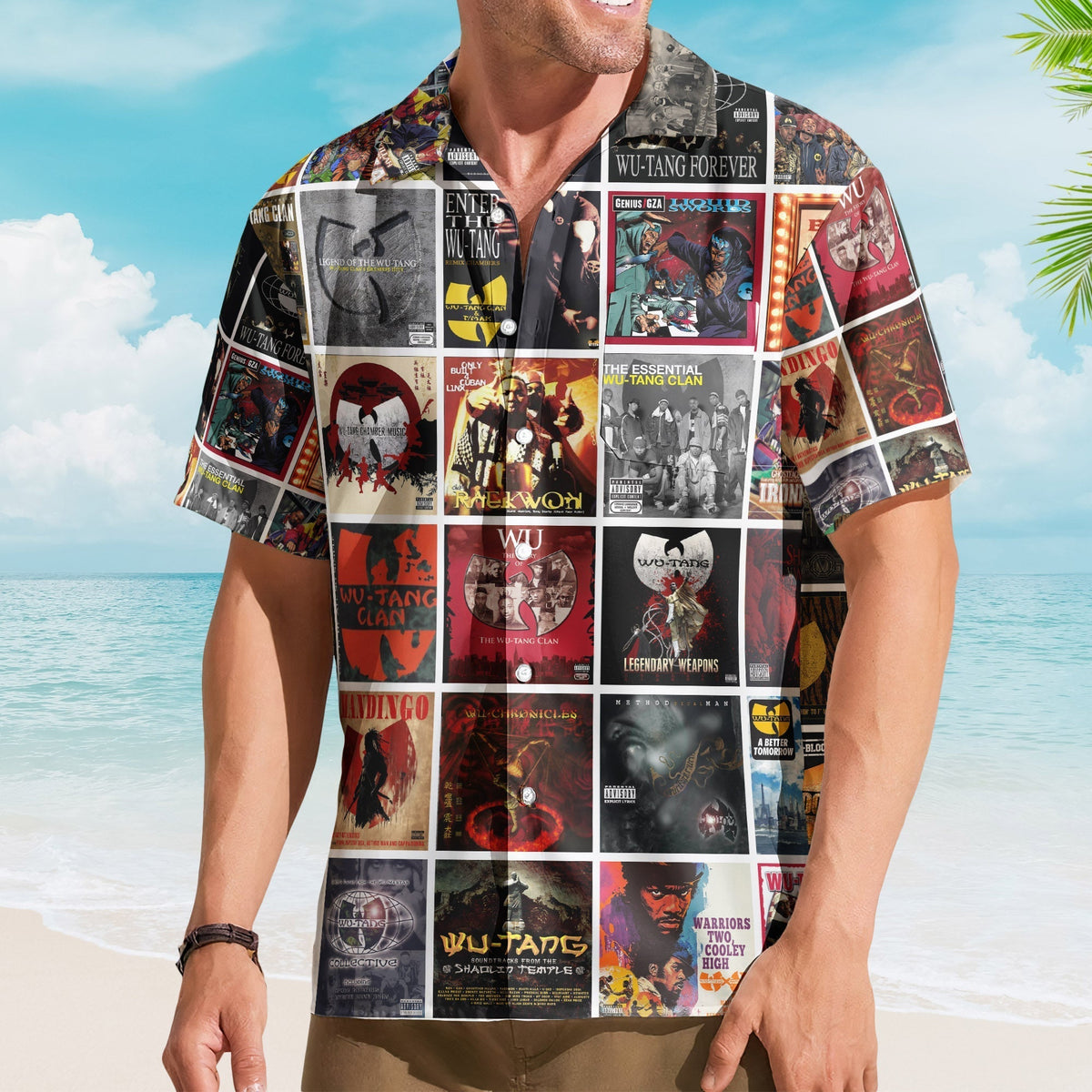 Wu-Tang Clan Hawaiian Shirt Album Cover Collage Hip-Hop Summer Button Up