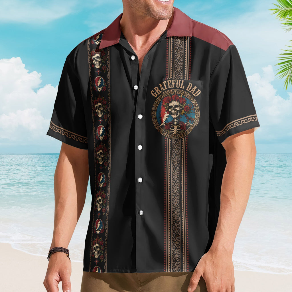 Grateful Dead Hawaiian Shirt - Unisex Retro Button Up With A Grateful Dad Twist