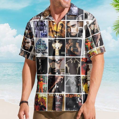 2Pac Album Collage Hawaiian Shirt Hip-Hop Rap Music Fan Shirt