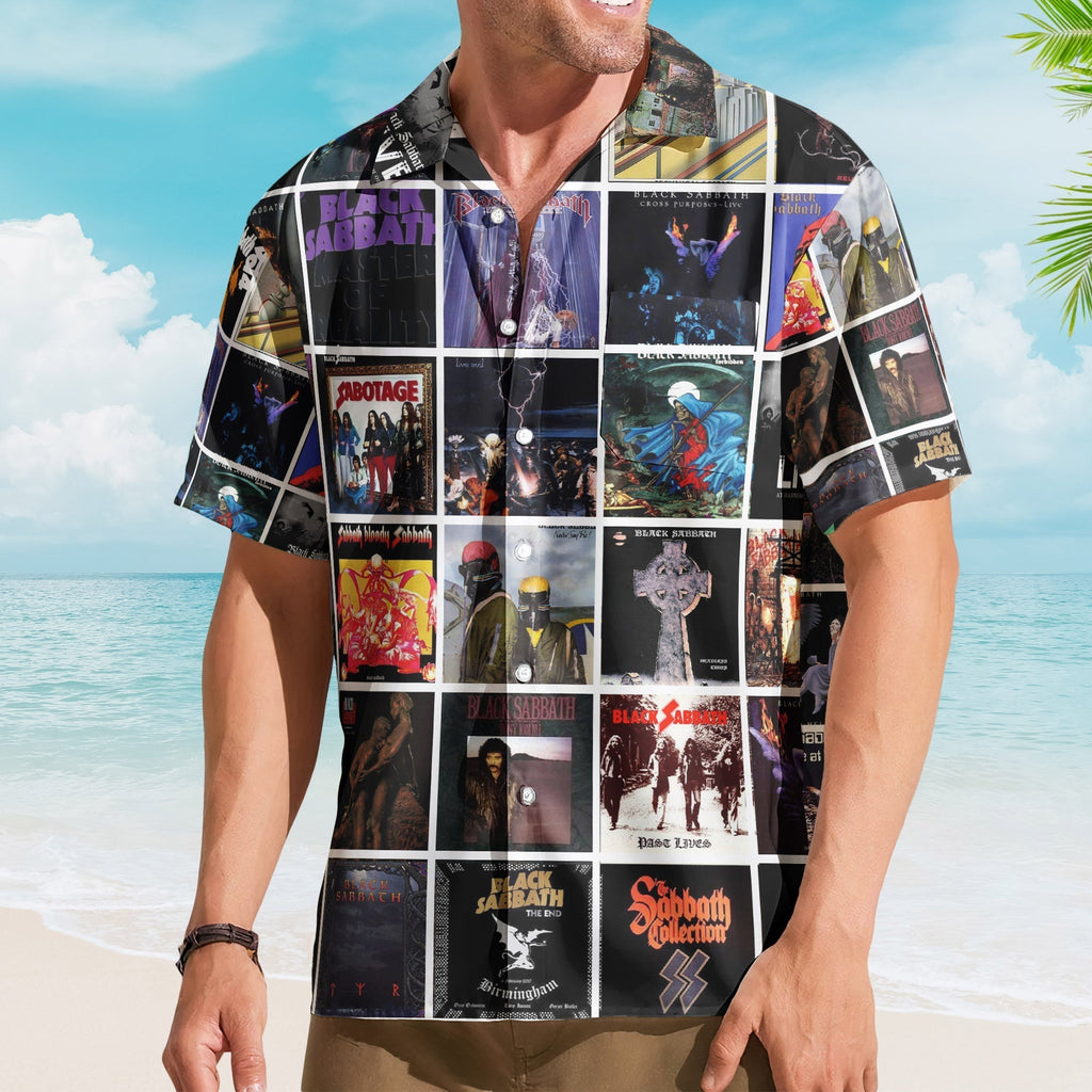 Black Sabbath Album Collage Hawaiian Shirt Rock Band Fan Shirt