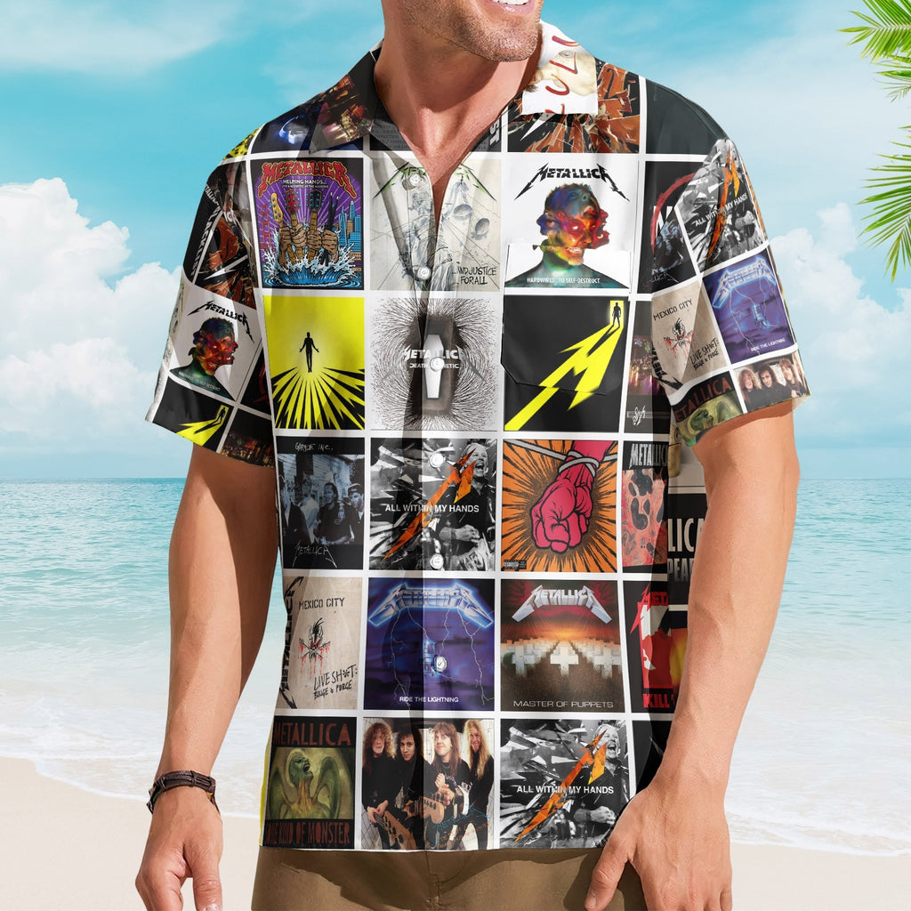 Metallica Album Collage Hawaiian Shirt Heavy Metal Music Band Fan Shirt