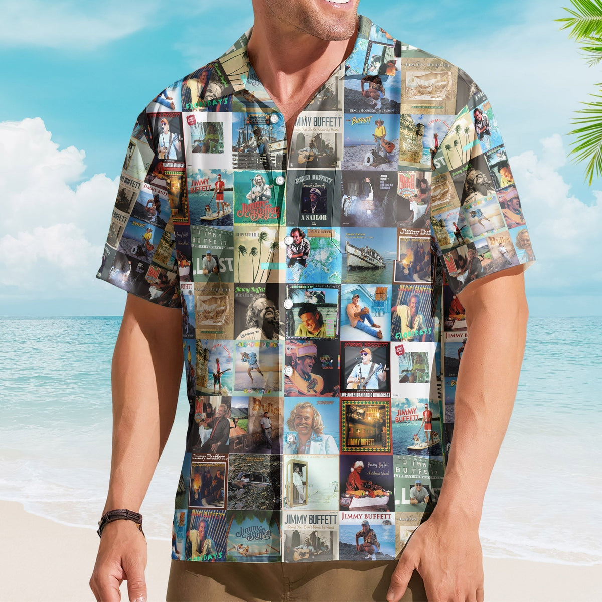 Jimmy Buffett Album Covers Hawaiian Shirt - Unisex Retro Music Album Art Inspired Unisex Shirt