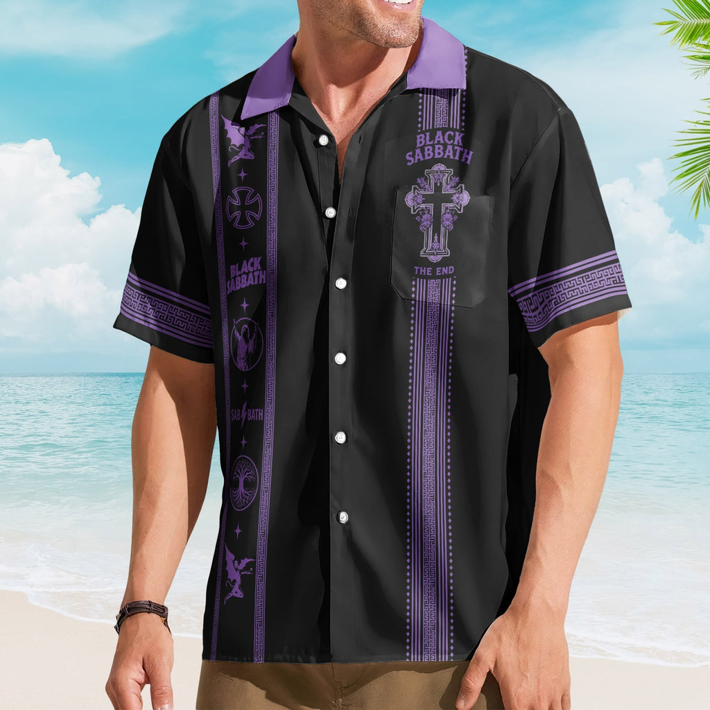 Black Sabbath Luxury Design Hawaiian Shirt Gothic Inspired Purple Hawaiian Shirt