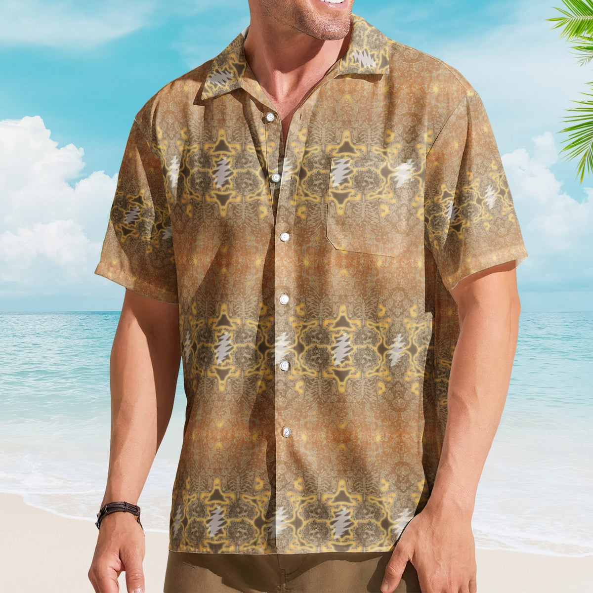 Grateful Dead Desert Bolt Electric Woodcut III Hawaiian Shirt Retro Music Album Art Inspired Shirt