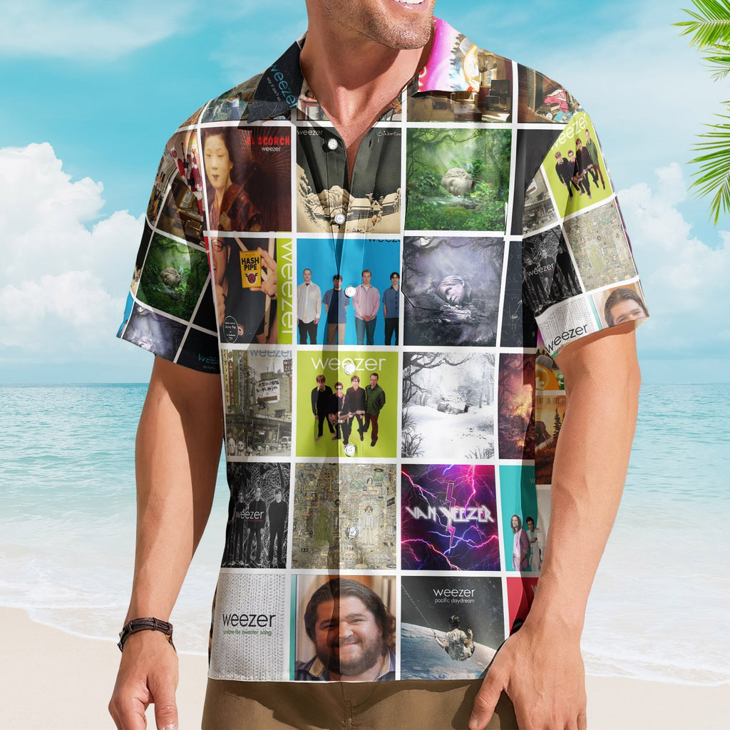 Weezer Album Collage Hawaiian Shirt Rock Music Band Fan Shirt
