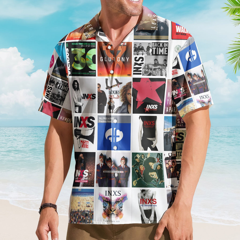 INXS Album Collage Hawaiian Shirt Rock Music Band Fan Shirt