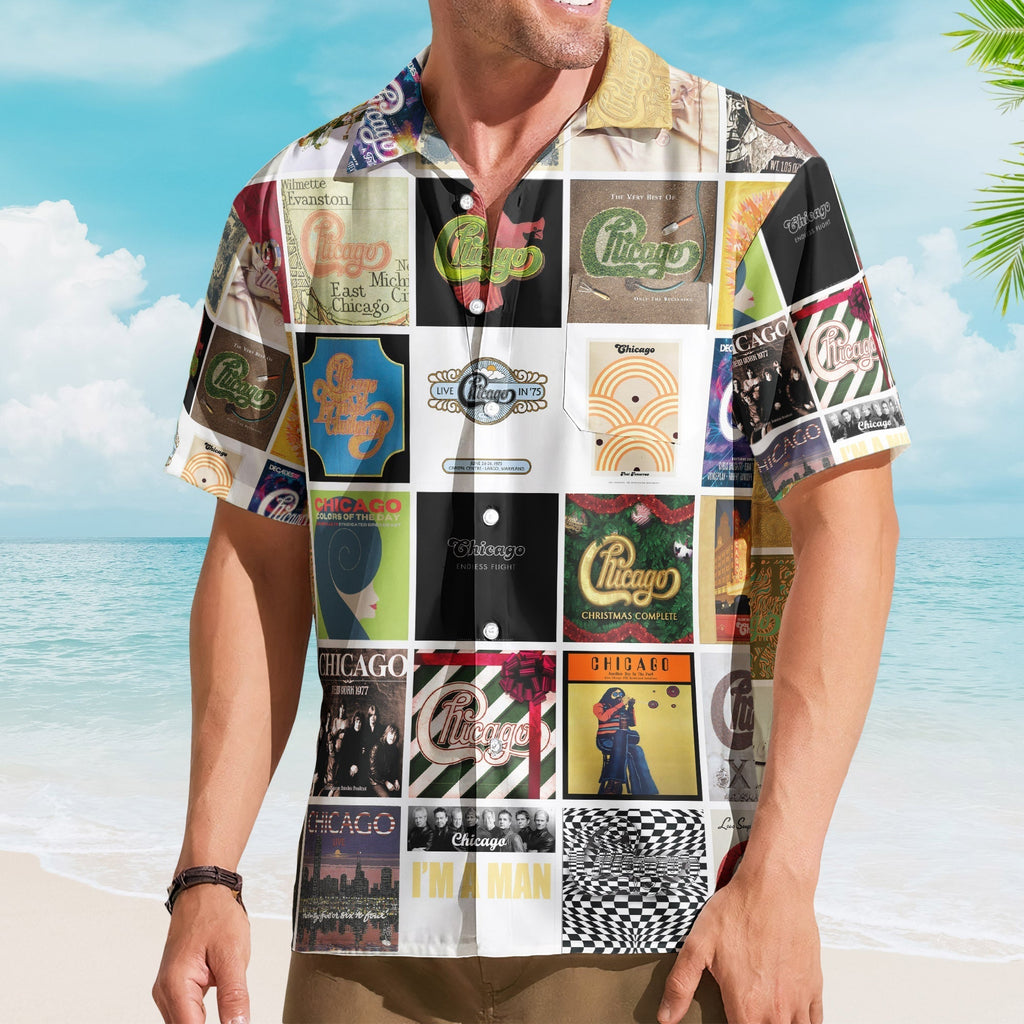 Chicago Album Collage Hawaiian Shirt Rock Music Band Fan Shirt
