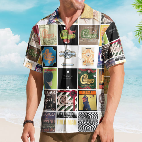 Chicago Album Collage Hawaiian Shirt Rock Music Band Fan Shirt