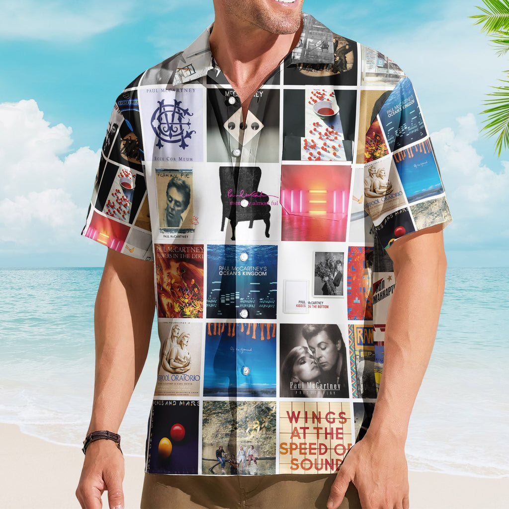 Paul McCartney Album Collage Hawaiian Shirt Pop Rock Music Band Fan Shirt