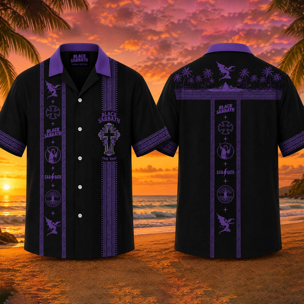 Black Sabbath Luxury Design Hawaiian Shirt Gothic Inspired Purple Hawaiian Shirt