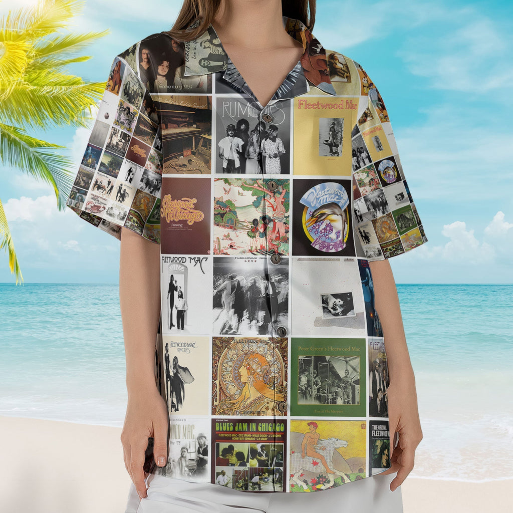 Fleetwood Mac Hawaiian Shirt Vintage Album Collage Classic Rock Style