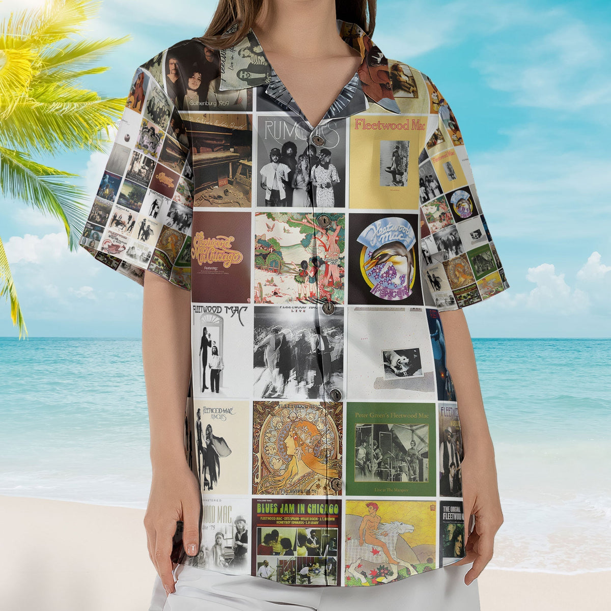 Fleetwood Mac Hawaiian Shirt Vintage Album Collage Classic Rock Style