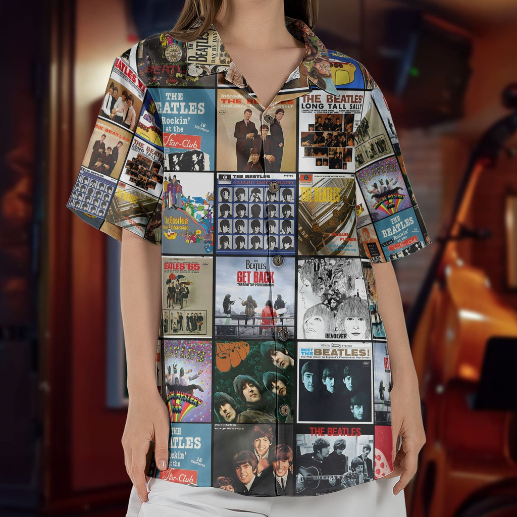 The Beatles Nostalgia Collage Hawaiian Shirt Vintage Album Memories Gift