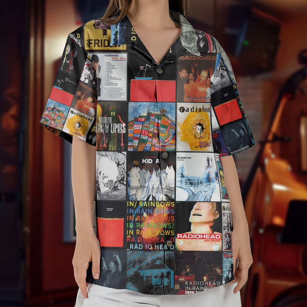Radiohead Nostalgia Collage Hawaiian Shirt Iconic Album Memories Gift
